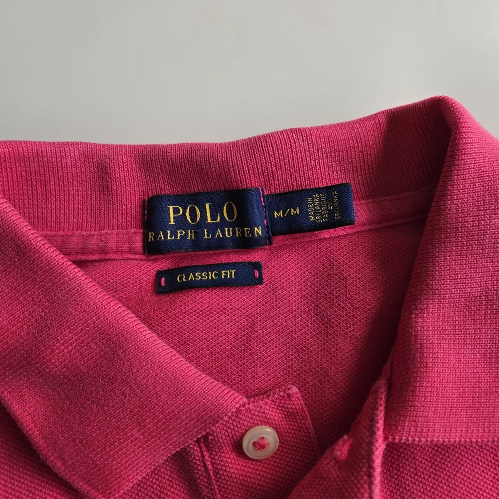Polo Ralph Lauren‎ Pink Cotton Classic Fit Polo Shirt Green Pony Size S/M Preppy